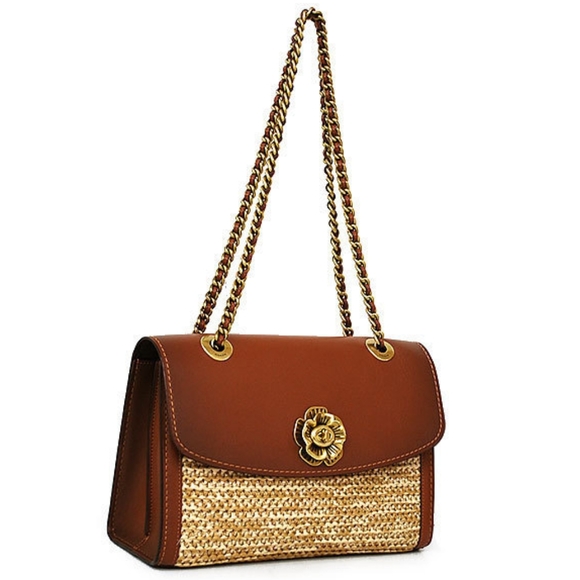 Rare Coach Parker Leather/Straw Bag! - Picture 16 of 17